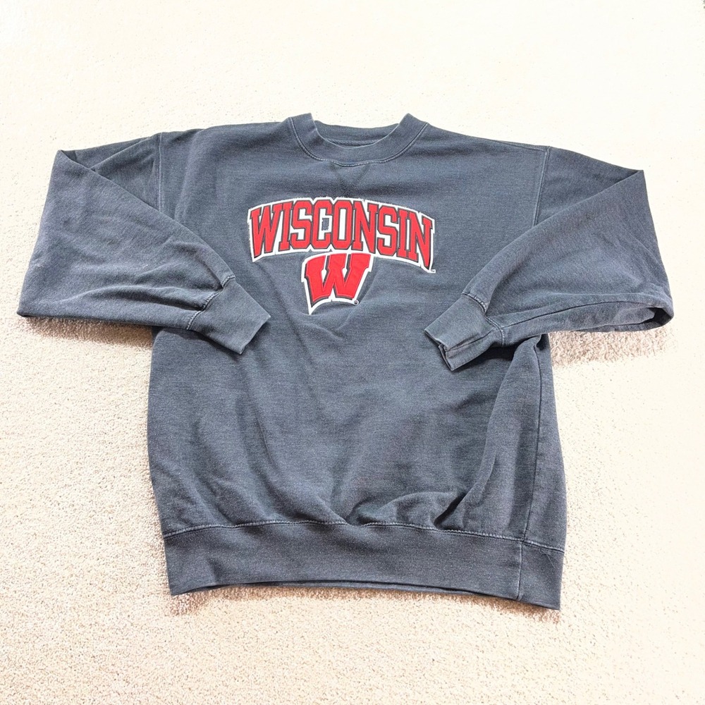 Cadre Wisconsin‎ Badgers Sweatshirt Mens Medium Gray Embroidered Crewneck